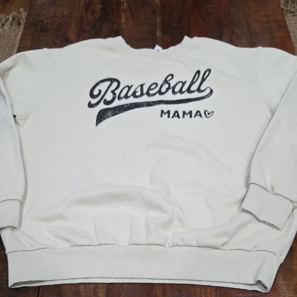 Baseball Mama Cream Sweatshirt Size Large - Picture 1 of 6